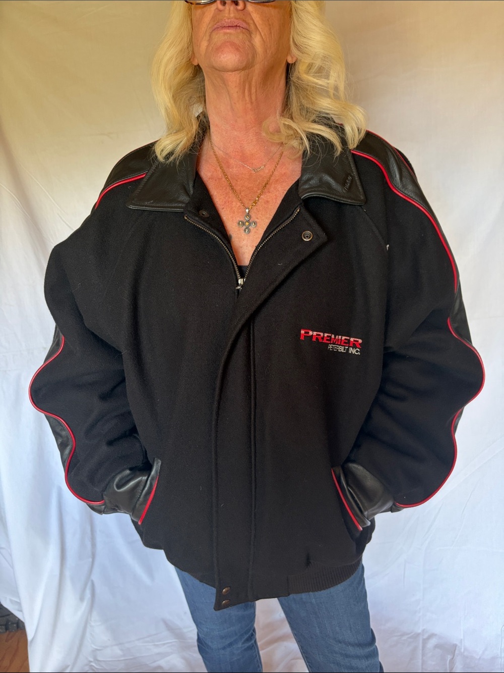 Premier Black Bomber Jacket with Red Piping